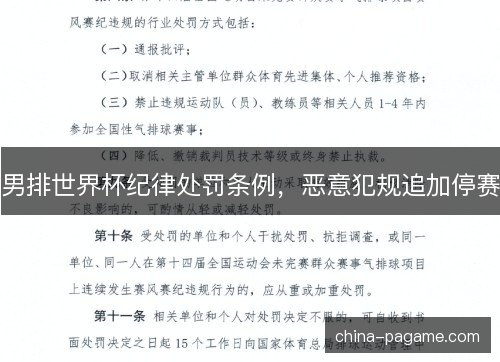 男排世界杯纪律处罚条例，恶意犯规追加停赛